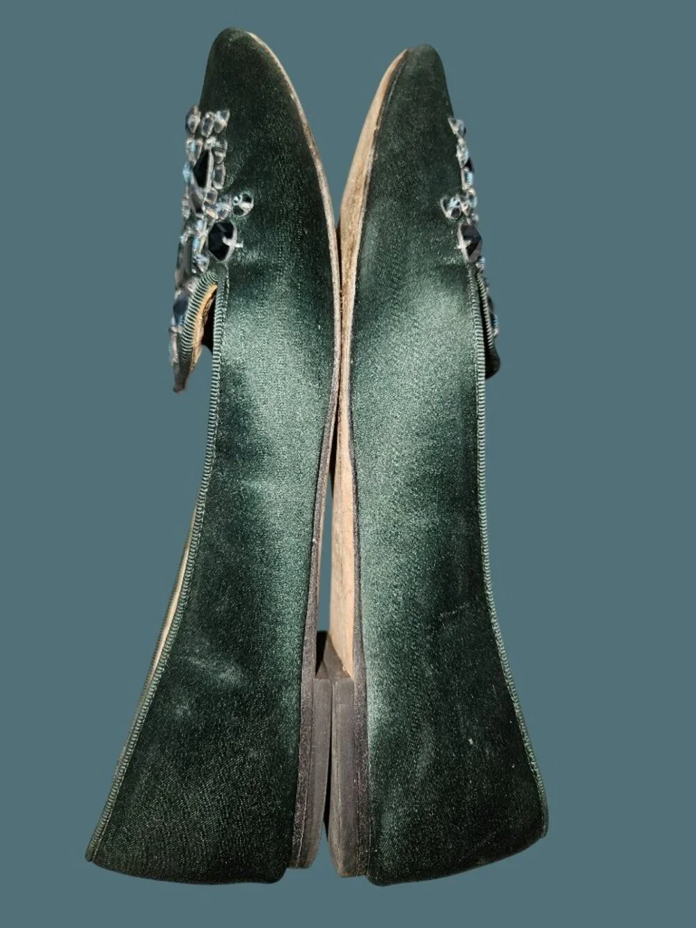 Tory Burch Green Satin Delphine T Logo Embellished Ballet Flats Size 8M